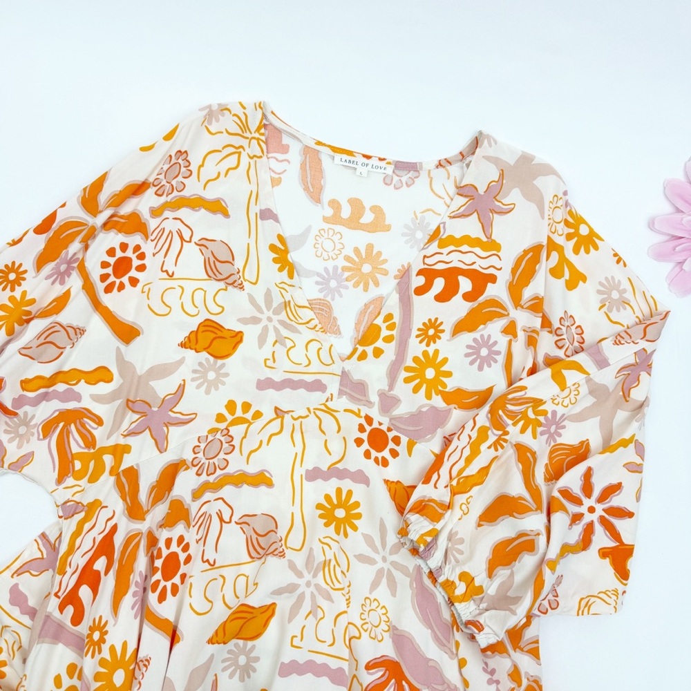 Label Of Love Sea Shell Coastal Cover Up Mini Ruffle Hem Dress Poolside Beach - Picture 5 of 10